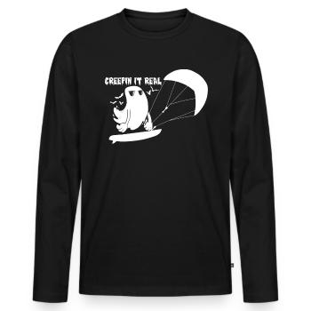 Creep It Real Geist On Kiteboard Kiter Kiten - Men's Premium Organic Long Sleeve Shirt - black - Front - Nico (187cm)