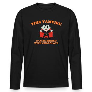 This Vampire Can Bribed With Chocolate Shirt - Männer Premium Bio Langarmshirt - Schwarz - Vorne - Nico (187cm)