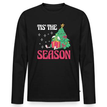 Tis The Season Shirt Cadeau Arbre de Noël - T-shirt manches longues Premium bio Homme - noir - Devant - Nico (187cm)