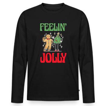 Feelin Jolly Shirt Gift Christmas - Men's Premium Organic Long Sleeve Shirt - black - Front - Nico (187cm)