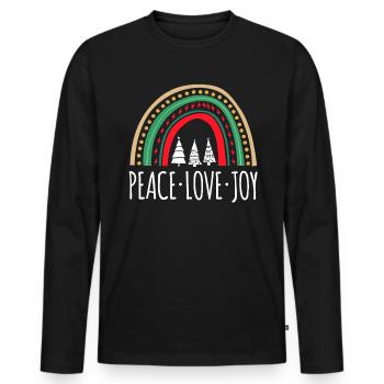 Peace Love Joy Shirt Cadeau Noël - T-shirt manches longues Premium bio Homme - noir - Devant - Nico (187cm)