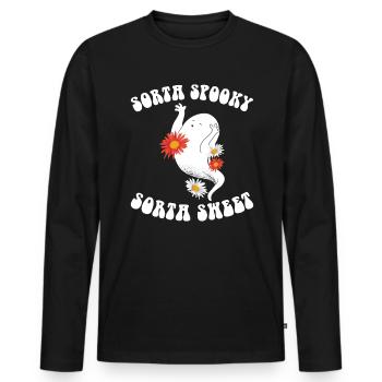 Sorta Sheet Sorta Spooky Halloween - Männer Premium Bio Langarmshirt - Schwarz - Vorne - Nico (187cm)