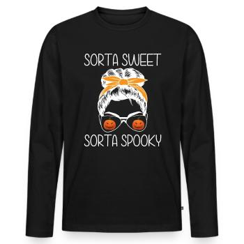 Sorta Sheet Sorta Spooky Halloween - Männer Premium Bio Langarmshirt - Schwarz - Vorne - Nico (187cm)