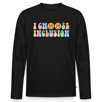 I Choose Inclusion Autism Shirt Gift - Men's Premium Organic Long Sleeve Shirt - black - Front - Nico (187cm)