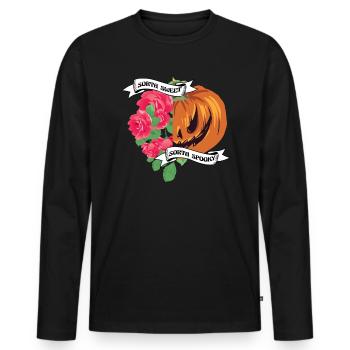 Sorta Sheet Sorta Spooky Halloween Kürbis - Männer Premium Bio Langarmshirt - Schwarz - Vorne - Nico (187cm)