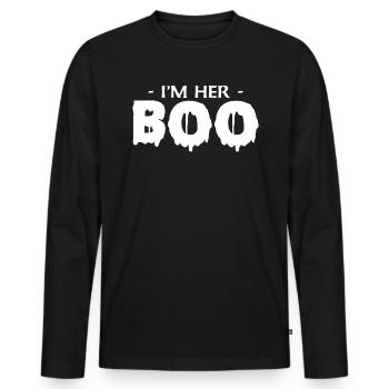 Dans la chemise d’Halloween Her Boo Partner Look - T-shirt manches longues Premium bio Homme - noir - Devant - Nico (187cm)
