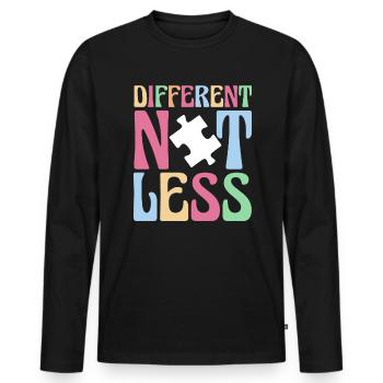 Different Not Less Autism Shirt - Men's Premium Organic Long Sleeve Shirt - black - Front - Nico (187cm)
