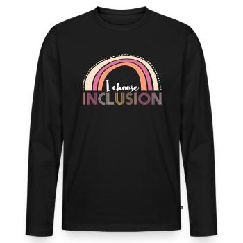 I Choose Inclusion Autism Shirt Gift - Men's Premium Organic Long Sleeve Shirt - black - Front - Nico (187cm)