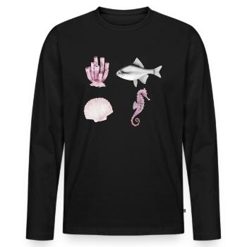 Crustacean Core Crustacean Shirt Gift - Men's Premium Organic Long Sleeve Shirt - black - Front - Nico (187cm)