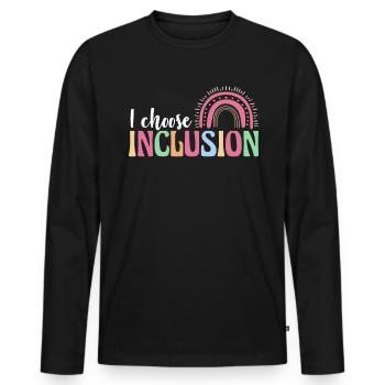 I Choose Inclusion Autism Shirt Gift - Men's Premium Organic Long Sleeve Shirt - black - Front - Nico (187cm)