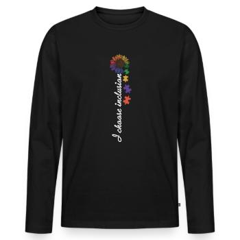 I Choose Inclusion Autism Shirt Gift - Men's Premium Organic Long Sleeve Shirt - black - Front - Nico (187cm)