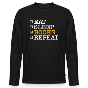 Eat Sleep Comic Books Repeat Shirt Gift - Men's Premium Organic Long Sleeve Shirt - black - Front - Nico (187cm)