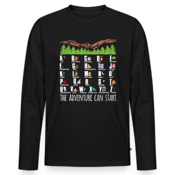 Camping Alphabet Shirt Gift - Men's Premium Organic Long Sleeve Shirt - black - Front - Nico (187cm)