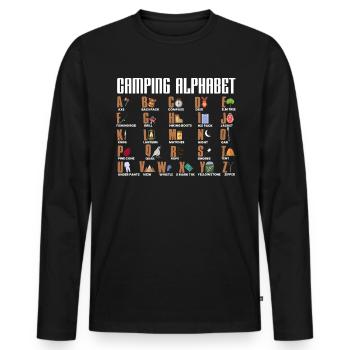 Camping Alphabet Shirt Gift - Men's Premium Organic Long Sleeve Shirt - black - Front - Nico (187cm)
