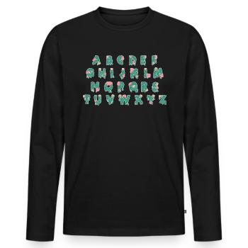 Halloween Alphabet Shirt Gift Zombie - Men's Premium Organic Long Sleeve Shirt - black - Front - Nico (187cm)