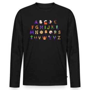 Halloween Alphabet Shirt Gift - Men's Premium Organic Long Sleeve Shirt - black - Front - Nico (187cm)