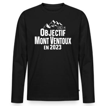 Mont Ventoux 2023 Cycliste Montagne Randonnée - T-shirt manches longues Premium bio Homme - noir - Devant - Nico (187cm)