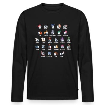 Animaux Alphabet Shirt Cadeau - T-shirt manches longues Premium bio Homme - noir - Devant - Nico (187cm)