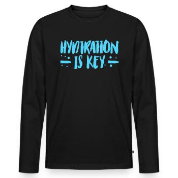 L’hydratation est le cadeau clé de la chemise - T-shirt manches longues Premium bio Homme - noir - Devant - Nico (187cm)