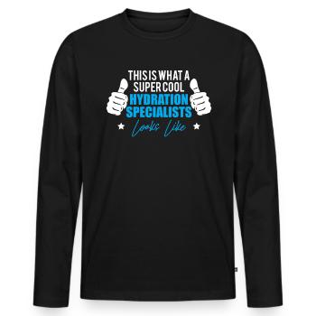 This Is Wat A Super Cool Hydration Specialist - Men's Premium Organic Long Sleeve Shirt - black - Front - Nico (187cm)