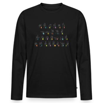 Langue des signes Alphabet Shirt Cadeau - T-shirt manches longues Premium bio Homme - noir - Devant - Nico (187cm)