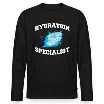 Cadeau chemise spécialiste de l’hydratation - T-shirt manches longues Premium bio Homme - noir - Devant - Nico (187cm)