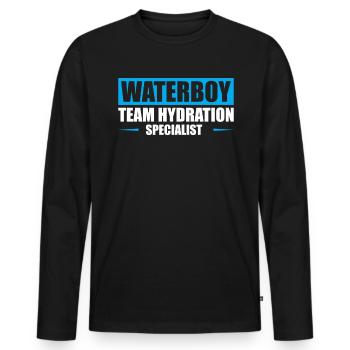 Waterboy Team Hydration Specialist - Männer Premium Bio Langarmshirt - Schwarz - Vorne - Nico (187cm)
