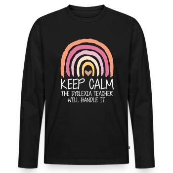 Restez calme Le professeur de dyslexie s’en occupera - T-shirt manches longues Premium bio Homme - noir - Devant - Nico (187cm)