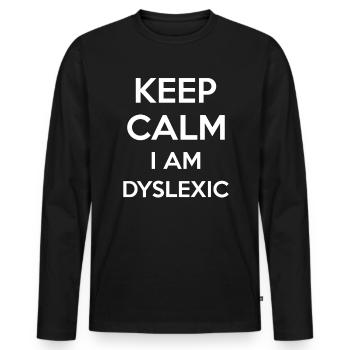 Keep Calm Im Dyslexic Shirt Cadeau - T-shirt manches longues Premium bio Homme - noir - Devant - Nico (187cm)