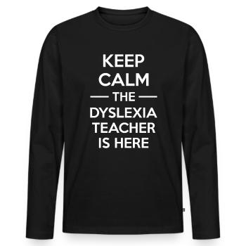 Restez calme Le professeur de dyslexie est ici Chemise - T-shirt manches longues Premium bio Homme - noir - Devant - Nico (187cm)