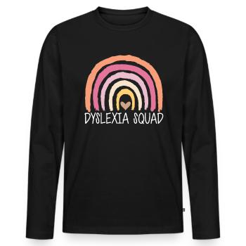 Dyslexia Squad Shirt Cadeau - T-shirt manches longues Premium bio Homme - noir - Devant - Nico (187cm)