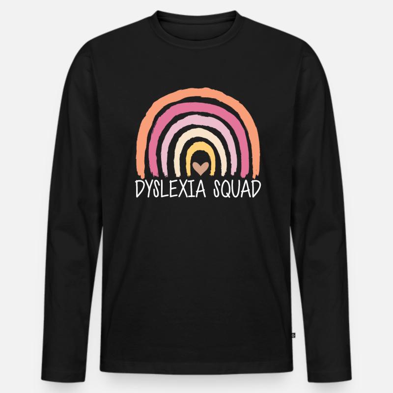 Dyslexia Squad Shirt Geschenk - Männer Premium Bio Langarmshirt - Schwarz