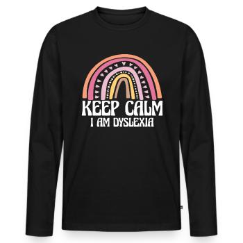 Keep Calm I Am Dyslexia Shirt - Männer Premium Bio Langarmshirt - Schwarz - Vorne - Nico (187cm)