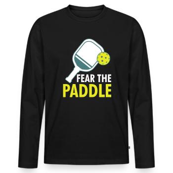 Fear The Paddle Pickleball Shirt Cadeau - T-shirt manches longues Premium bio Homme - noir - Devant - Nico (187cm)