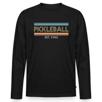 Pickleball Est.1982 Chemise cadeau 40e anniversaire - T-shirt manches longues Premium bio Homme - noir - Devant - Nico (187cm)
