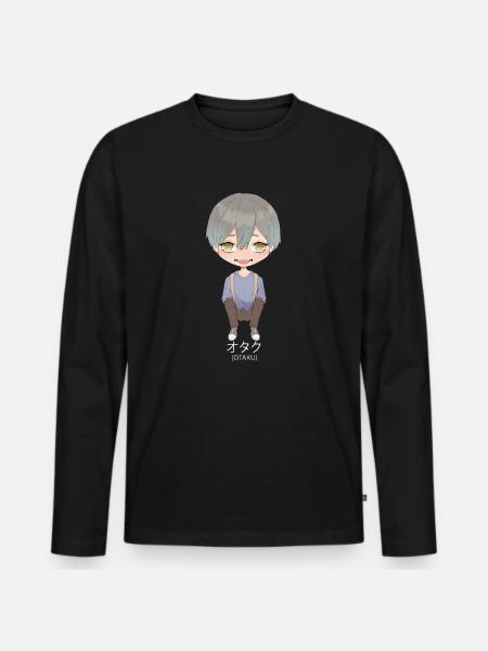 Otaku Anime Boy - Men's Premium Organic Long Sleeve Shirt - black