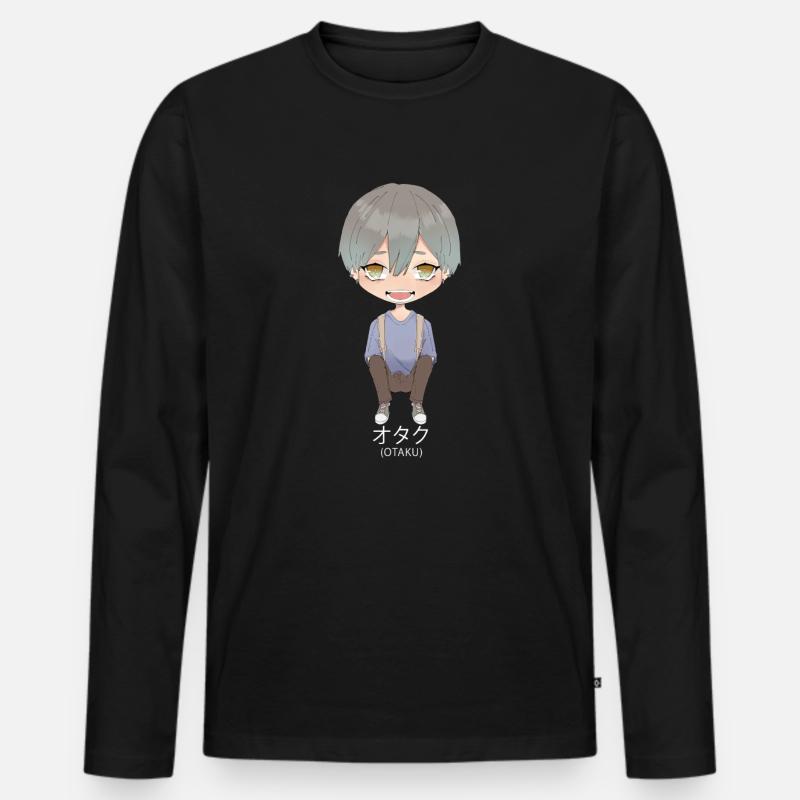 Otaku Anime Boy - Männer Premium Bio Langarmshirt - Schwarz