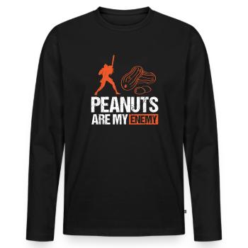 Les cacahuètes sont ma chemise ennemie Chemise d’allergie aux arachides - T-shirt manches longues Premium bio Homme - noir - Devant - Nico (187cm)