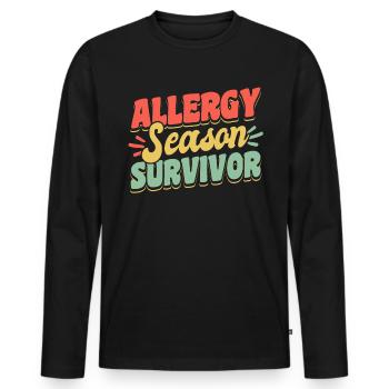 Allergy Season Survivor Shirt Gift - Men's Premium Organic Long Sleeve Shirt - black - Front - Nico (187cm)