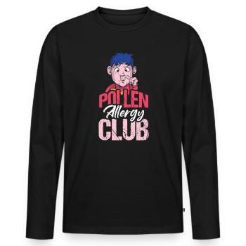 Pollen Allergy Club Shirt Gift - Men's Premium Organic Long Sleeve Shirt - black - Front - Nico (187cm)