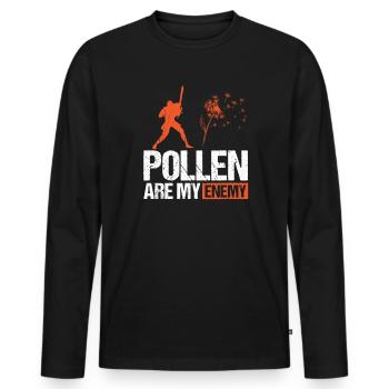 Pollen Are My Enemy Shirt Allergy - Men's Premium Organic Long Sleeve Shirt - black - Front - Nico (187cm)