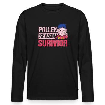 Pollen Season Survivor Shirt Gift - Men's Premium Organic Long Sleeve Shirt - black - Front - Nico (187cm)