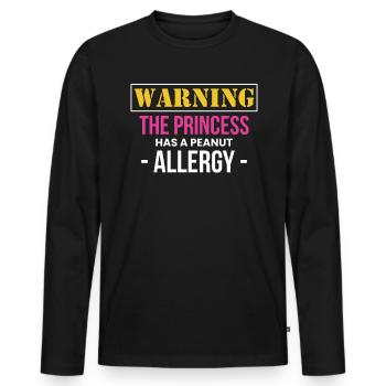 Warning The Princess Has A Peanut Allergy - Men's Premium Organic Long Sleeve Shirt - black - Front - Nico (187cm)