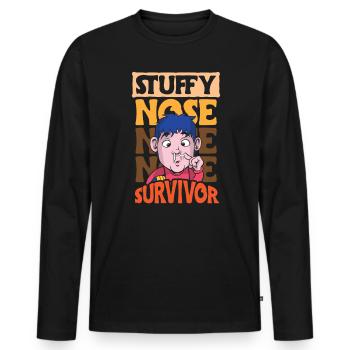 Cadeau de chemise de survivant au nez étouffant - T-shirt manches longues Premium bio Homme - noir - Devant - Nico (187cm)