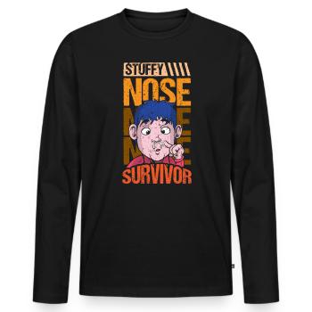 Stuffy Nose Survivor Shirt Geschenk - Männer Premium Bio Langarmshirt - Schwarz - Vorne - Nico (187cm)