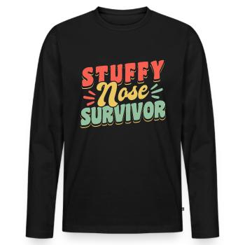 Stuffy Nose Survivor Shirt Geschenk - Männer Premium Bio Langarmshirt - Schwarz - Vorne - Nico (187cm)
