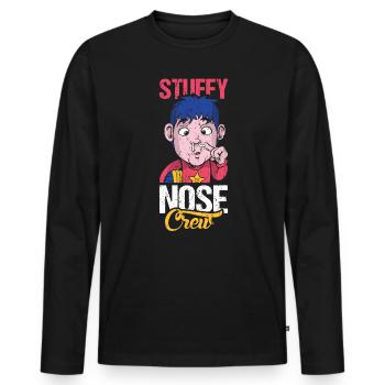 Stuffy Nose Club Shirt Geschenk - Männer Premium Bio Langarmshirt - Schwarz - Vorne - Nico (187cm)