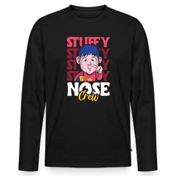 Stuffy Nose Crew Shirt Geschenk - Männer Premium Bio Langarmshirt - Schwarz - Vorne - Nico (187cm)