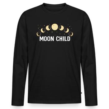 Moon Child Moon Phase Chemise Cadeau - T-shirt manches longues Premium bio Homme - noir - Devant - Nico (187cm)