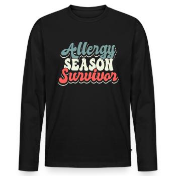 Allergy Season Survivor Shirt Gift - Men's Premium Organic Long Sleeve Shirt - black - Front - Nico (187cm)